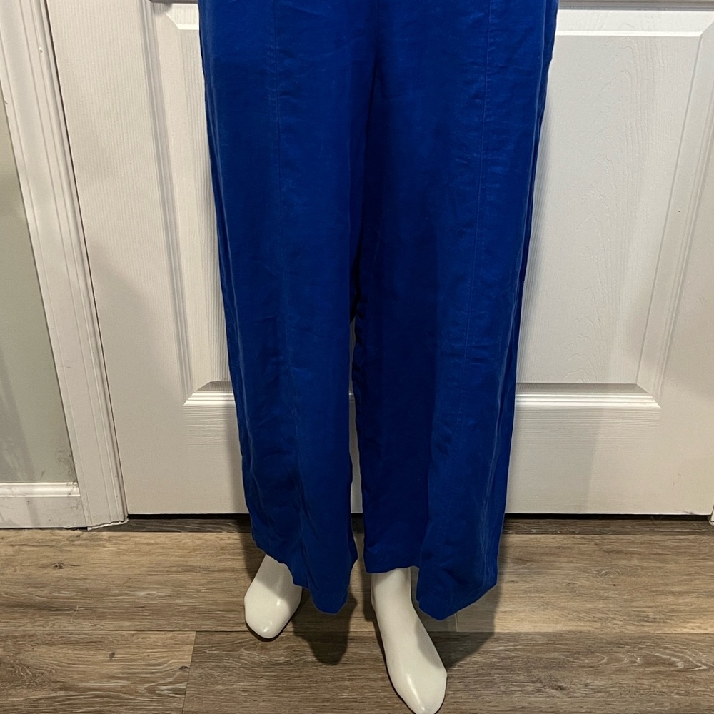Boden royal blue Carla linen wide leg sleeveless jumpsuit size 10P - Picture 5 of 9